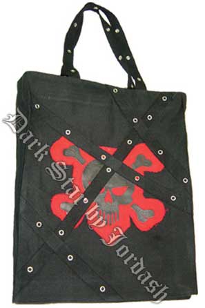 Canvas Tote Bag with a Red Skull