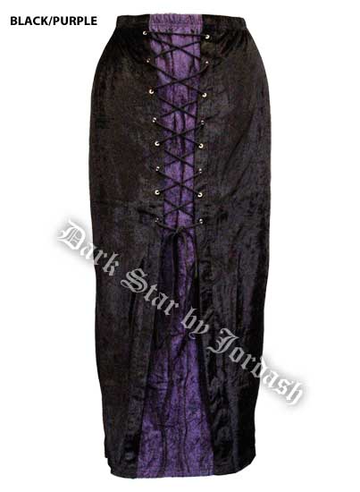 Long Black/Purple Gothic Skirt - Click Image to Close