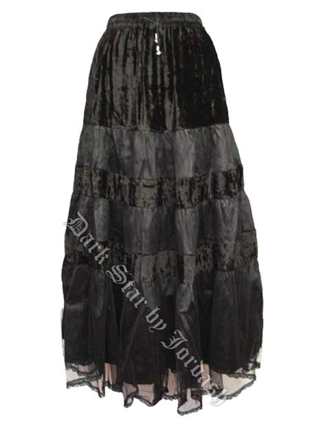 Black Velvet Skirt (12-14) - Click Image to Close