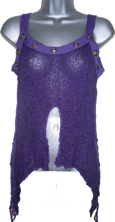 Purple Knit top with frayed edges